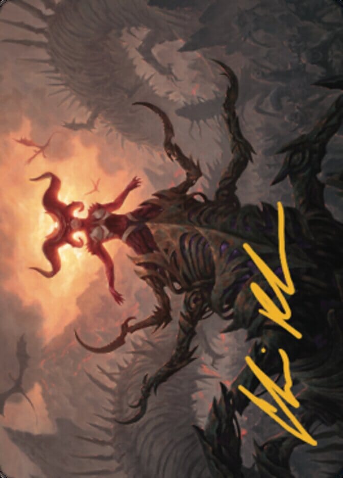 Sheoldred, the Apocalypse Art Card (Gold-Stamped Signature) [Dominaria United Art Series] MTG Single Magic: The Gathering  | Multizone: Comics And Games