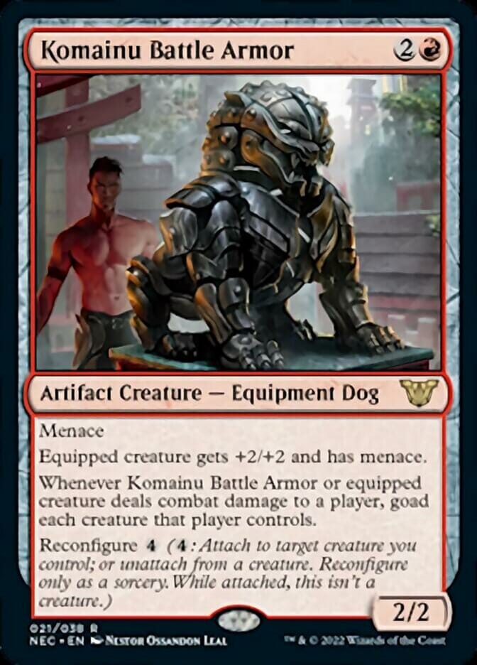 Komainu Battle Armor [Kamigawa: Neon Dynasty Commander] MTG Single Magic: The Gathering  | Multizone: Comics And Games