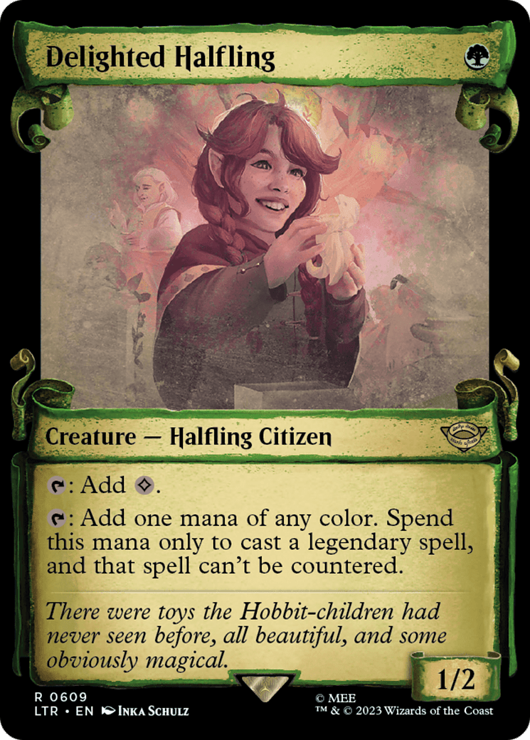 Delighted Halfling [The Lord of the Rings: Tales of Middle-Earth Showcase Scrolls] MTG Single Magic: The Gathering  | Multizone: Comics And Games