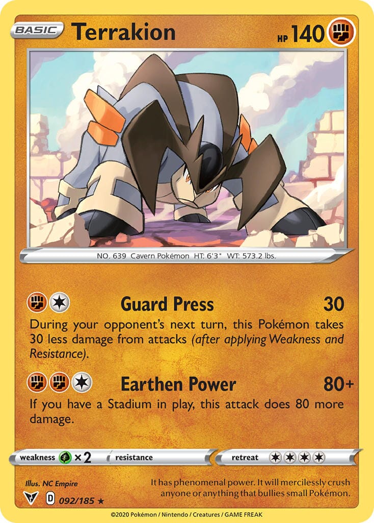 Terrakion (092/185) [Sword & Shield: Vivid Voltage] Pokemon Single Pokémon  | Multizone: Comics And Games
