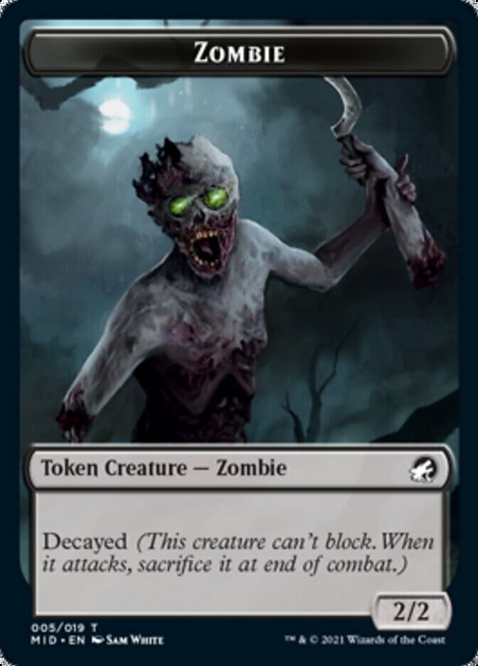 Zombie (005) // Wrenn and Seven Emblem Double-sided Token [Innistrad: Midnight Hunt Tokens] MTG Single Magic: The Gathering  | Multizone: Comics And Games