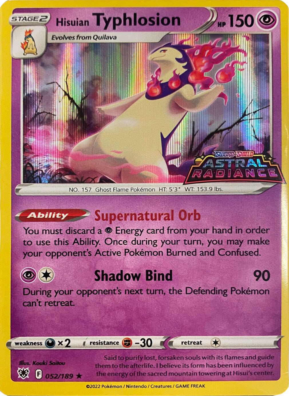 Hisuian Typhlosion (052/189) (GameStop Exclusive) [Sword & Shield: Astral Radiance] Pokemon Single Pokémon  | Multizone: Comics And Games