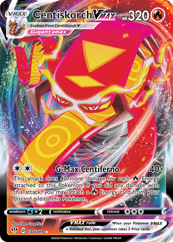 Centiskorch VMAX (034/189) [Sword & Shield: Darkness Ablaze] Pokemon Single Pokémon  | Multizone: Comics And Games