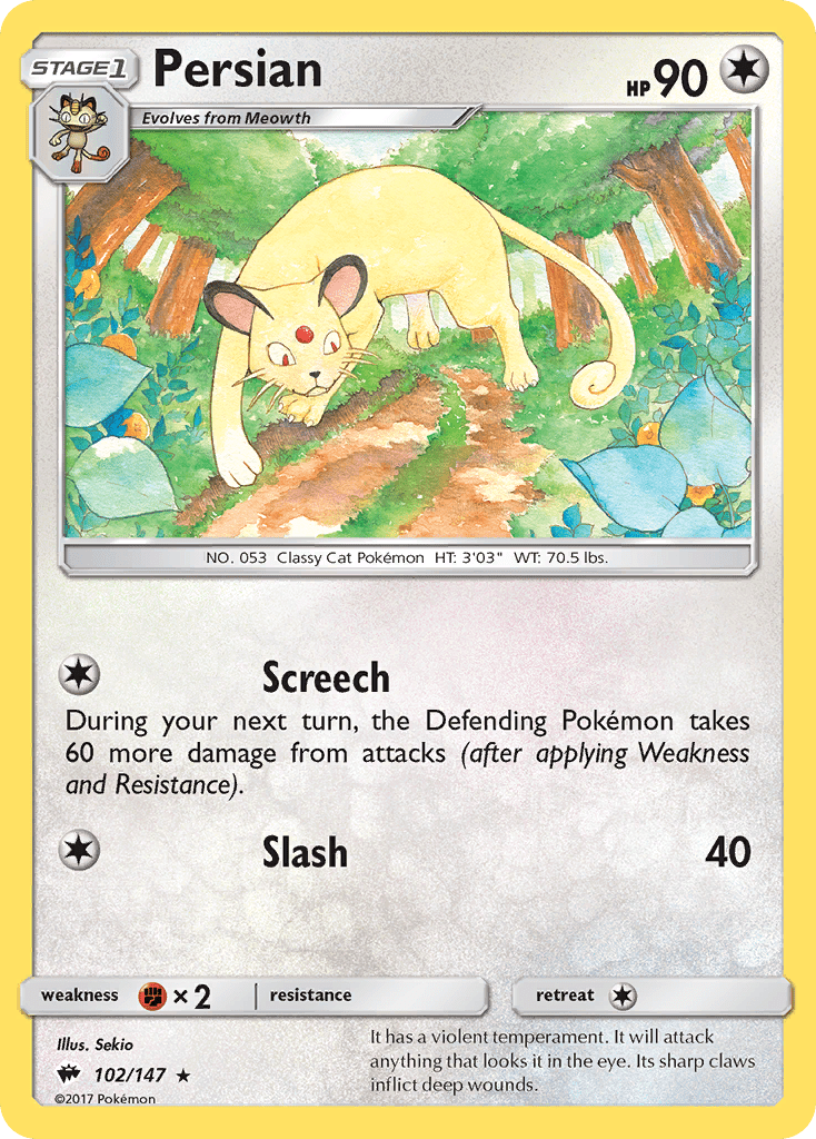 Persian (102/147) [Sun & Moon: Burning Shadows] Pokemon Single Pokémon  | Multizone: Comics And Games