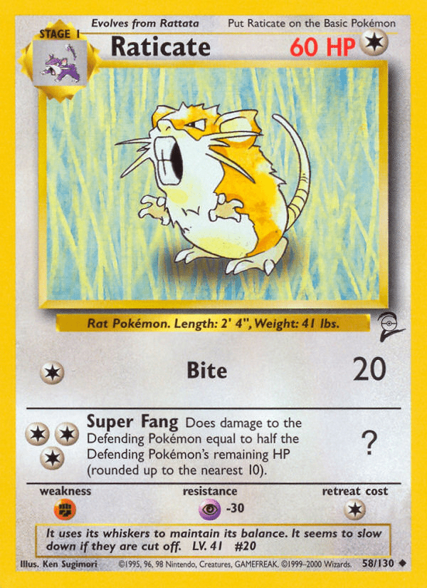 Raticate (58/130) [Base Set 2] Pokemon Single Pokémon  | Multizone: Comics And Games