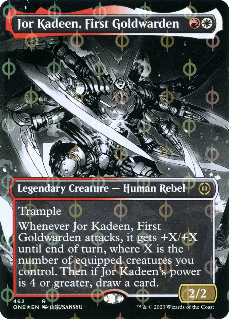 Jor Kadeen, First Goldwarden (Borderless Manga Step-and-Compleat Foil) [Phyrexia: All Will Be One] MTG Single Magic: The Gathering  | Multizone: Comics And Games
