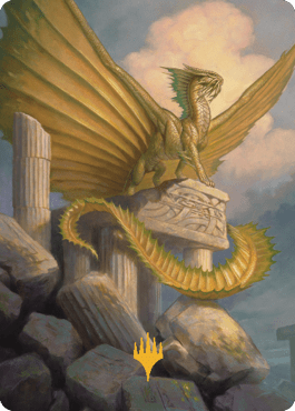 Ancient Gold Dragon Art Card (05) (Gold-Stamped Signature) [Commander Legends: Battle for Baldur's Gate Art Series] MTG Single Magic: The Gathering  | Multizone: Comics And Games