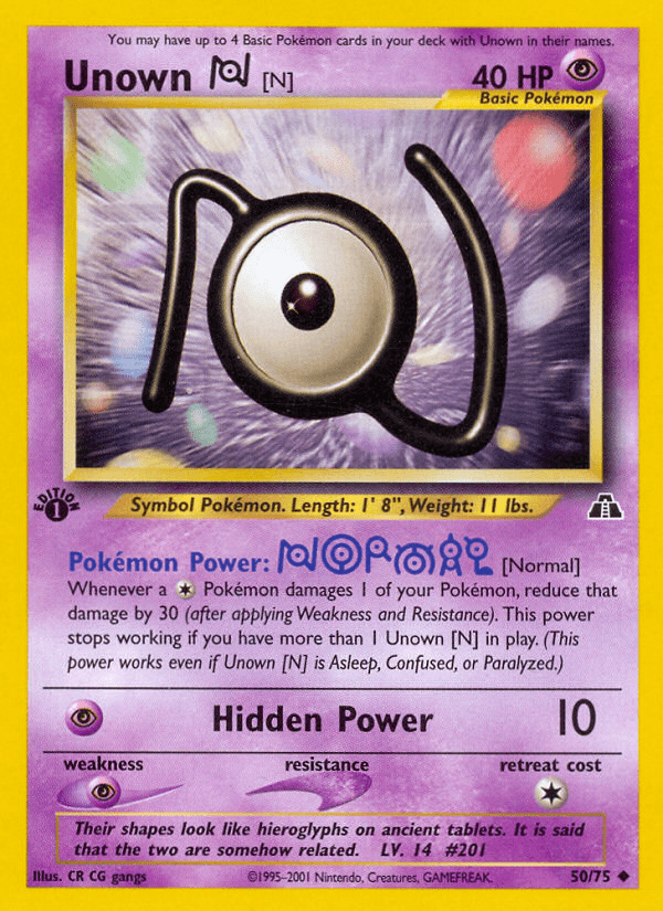 Unown [N] (50/75) [Neo Discovery 1st Edition] Pokemon Single Pokémon  | Multizone: Comics And Games