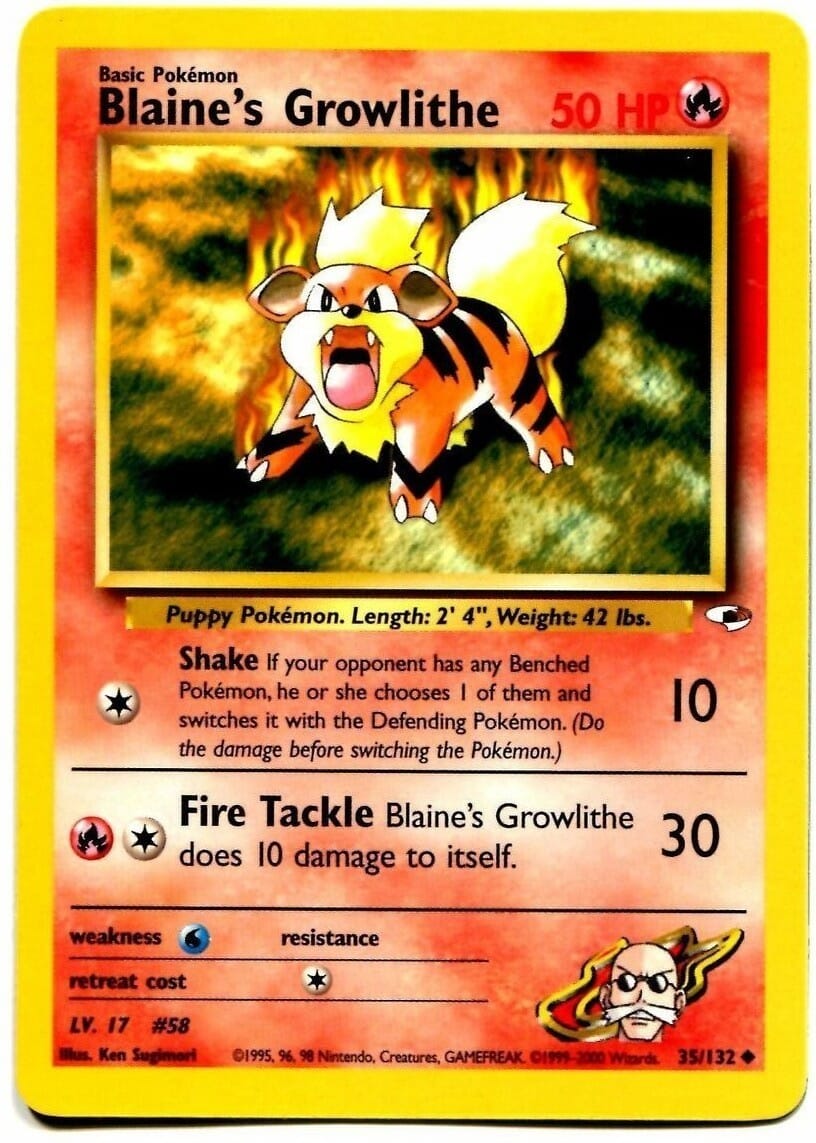 Blaine's Growlithe (35/132) [Gym Heroes Unlimited] Pokemon Single Pokémon  | Multizone: Comics And Games