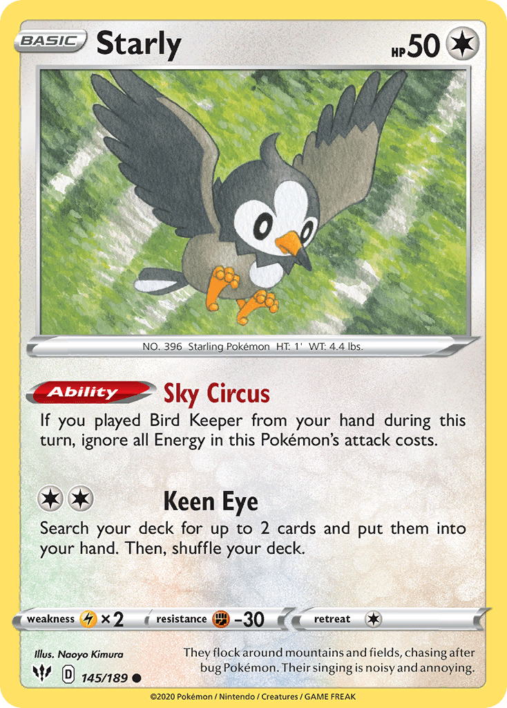 Starly (145/189) [Sword & Shield: Darkness Ablaze] Pokemon Single Pokémon  | Multizone: Comics And Games