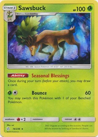 Sawsbuck (16/236) (Build & Battle Box Exclusive) [Sun & Moon: Cosmic Eclipse] Pokemon Single Pokémon  | Multizone: Comics And Games