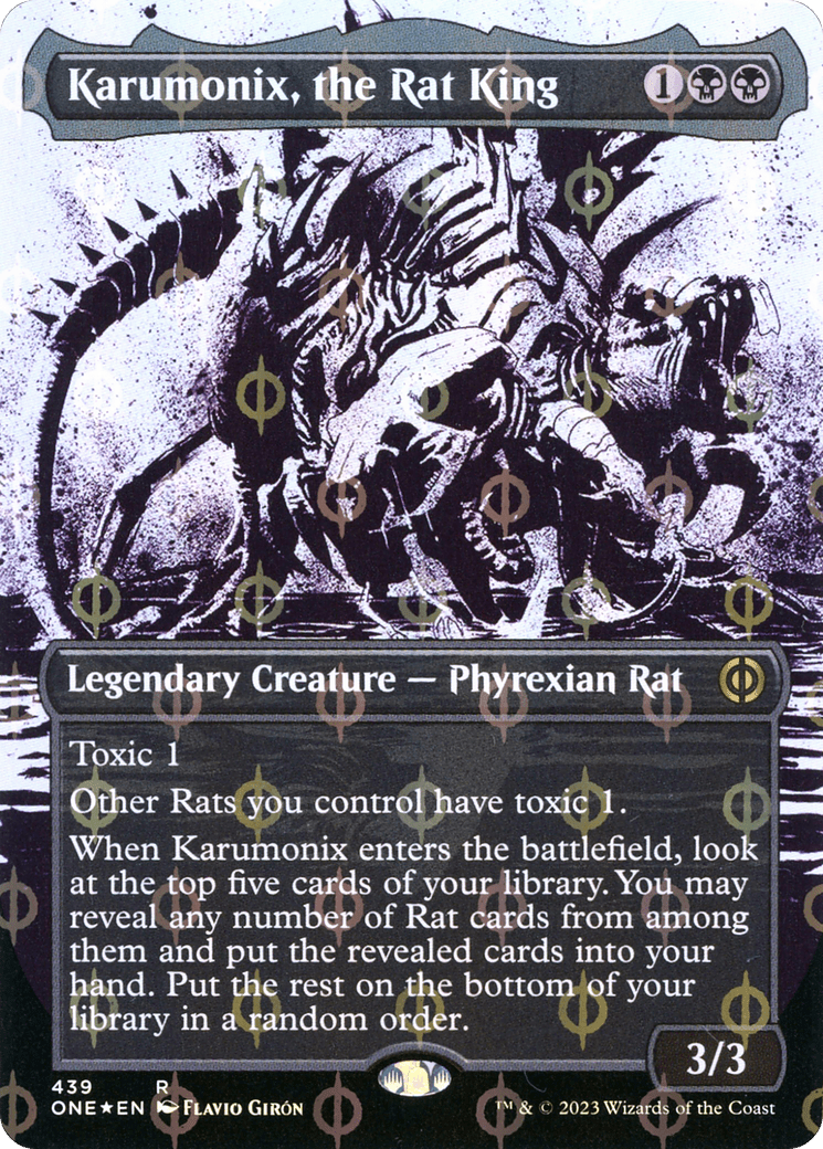 Karumonix, the Rat King (Borderless Ichor Step-and-Compleat Foil) [Phyrexia: All Will Be One] MTG Single Magic: The Gathering  | Multizone: Comics And Games
