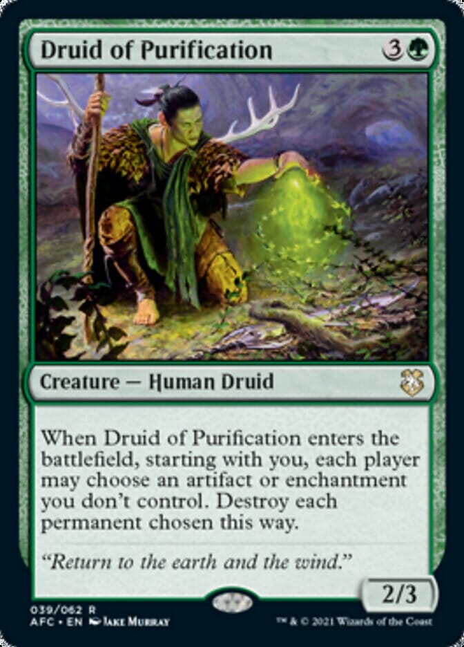 Druid of Purification [Dungeons & Dragons: Adventures in the Forgotten Realms Commander] MTG Single Magic: The Gathering  | Multizone: Comics And Games