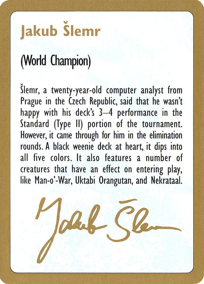 Jakub Šlemr Bio [World Championship Decks 1997] MTG Single Magic: The Gathering  | Multizone: Comics And Games