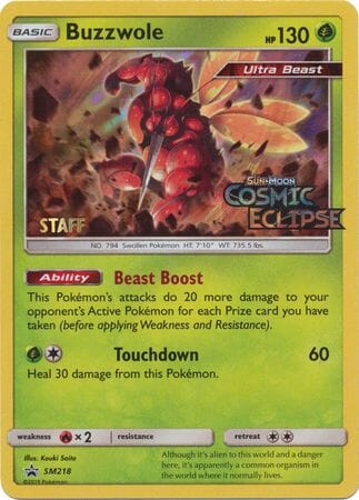 Buzzwole (SM218) (Staff Prerelease Promo) [Sun & Moon: Black Star Promos] Pokemon Single Pokémon  | Multizone: Comics And Games