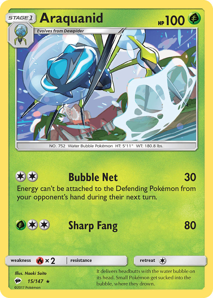 Araquanid (15/147) [Sun & Moon: Burning Shadows] Pokemon Single Pokémon  | Multizone: Comics And Games