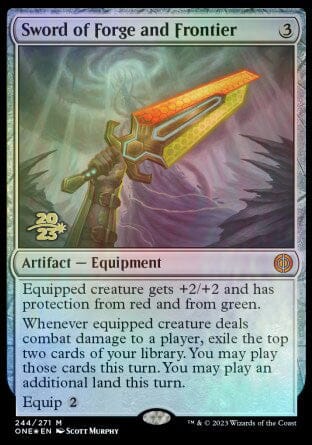 Sword of Forge and Frontier [Phyrexia: All Will Be One Prerelease Promos] MTG Single Magic: The Gathering  | Multizone: Comics And Games