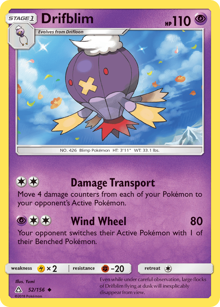 Drifblim (52/156) [Sun & Moon: Ultra Prism] Pokemon Single Pokémon  | Multizone: Comics And Games