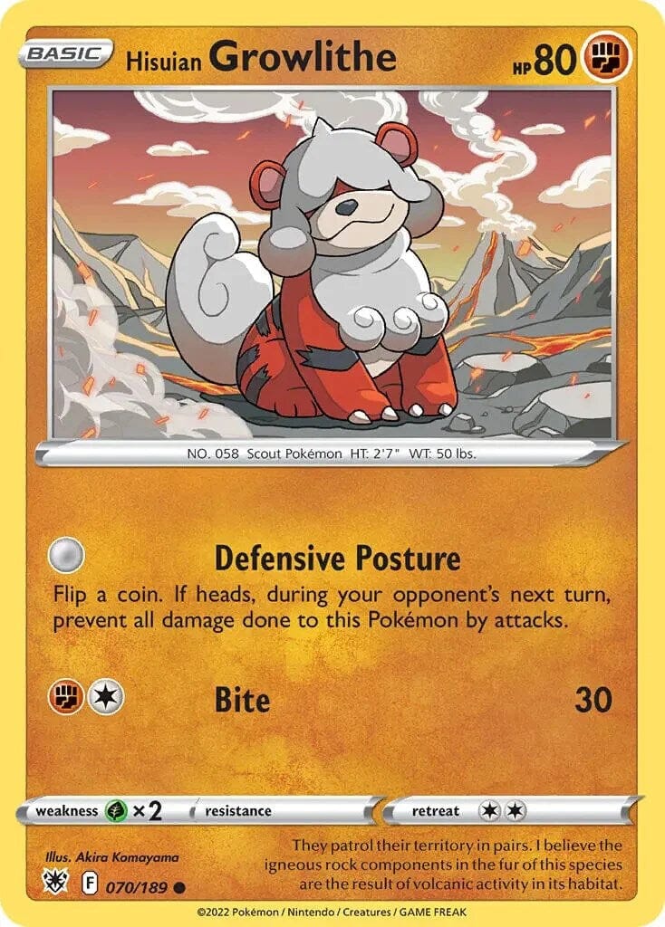 Hisuian Growlithe (070/189) (Theme Deck Exclusive) [Sword & Shield: Astral Radiance] Pokemon Single Pokémon  | Multizone: Comics And Games