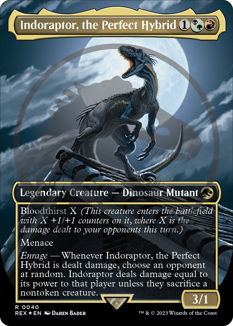 Indoraptor, the Perfect Hybrid Emblem (Borderless) [Jurassic World Collection Tokens] MTG Single Magic: The Gathering  | Multizone: Comics And Games