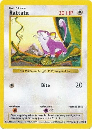 Rattata (61/102) [Base Set Shadowless Unlimited] Pokemon Single Pokémon  | Multizone: Comics And Games