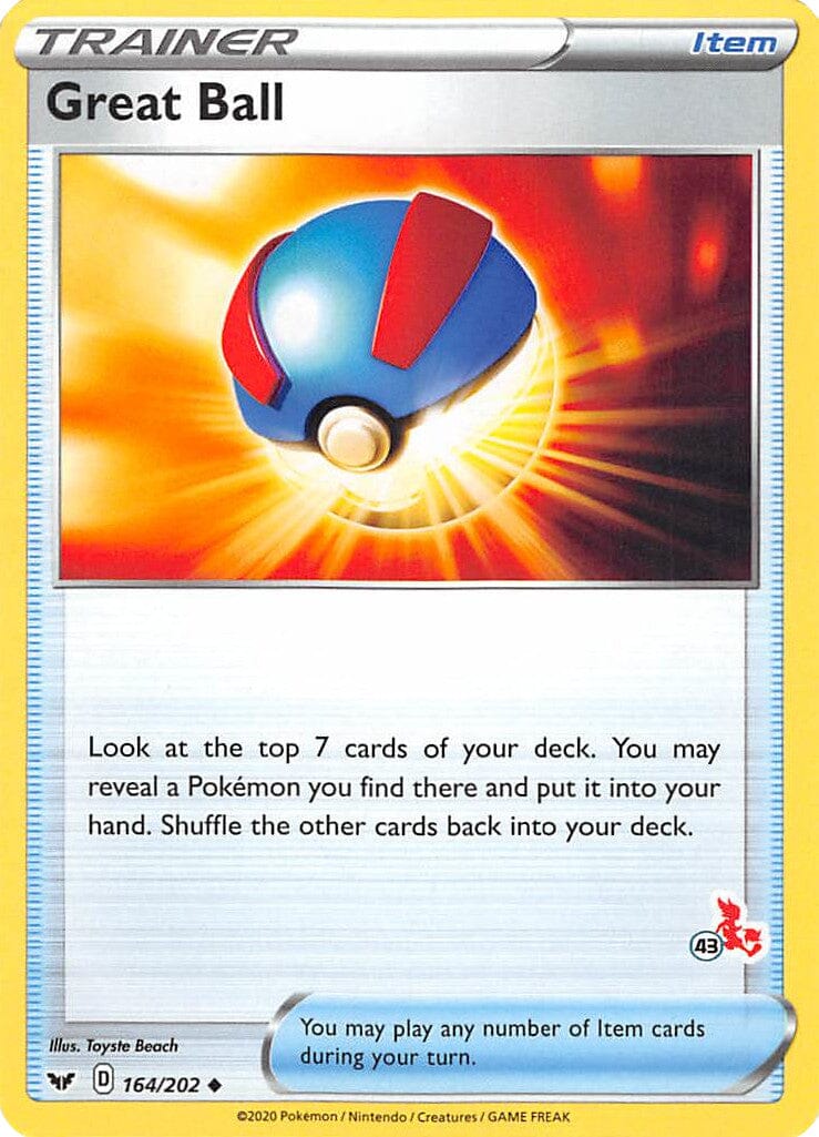 Great Ball (164/202) (Cinderace Stamp #43) [Battle Academy 2022] Pokemon Single Pokémon  | Multizone: Comics And Games
