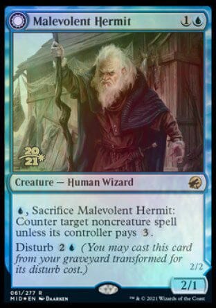 Malevolent Hermit // Benevolent Geist [Innistrad: Midnight Hunt Prerelease Promos] MTG Single Magic: The Gathering  | Multizone: Comics And Games