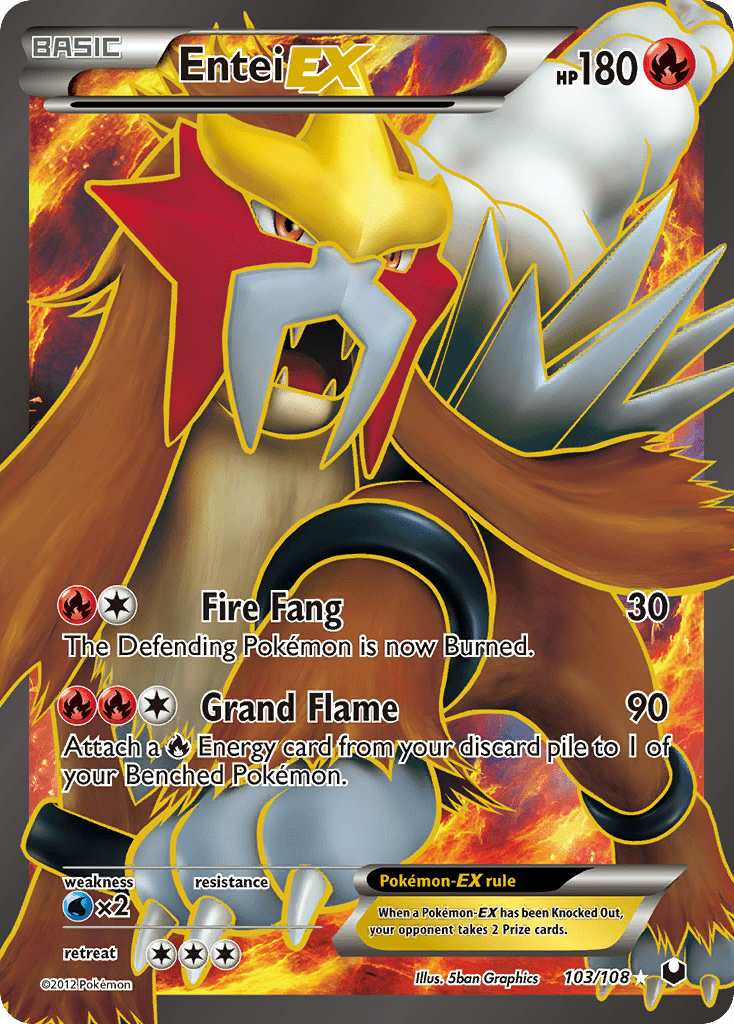 Entei EX (103/108) [Black & White: Dark Explorers] Pokemon Single Pokémon  | Multizone: Comics And Games