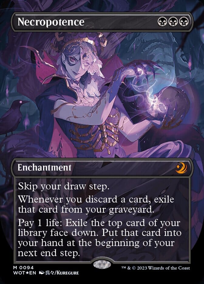 Necropotence (Anime Borderless) (Confetti Foil) [Wilds of Eldraine: Enchanting Tales] MTG Single Magic: The Gathering  | Multizone: Comics And Games