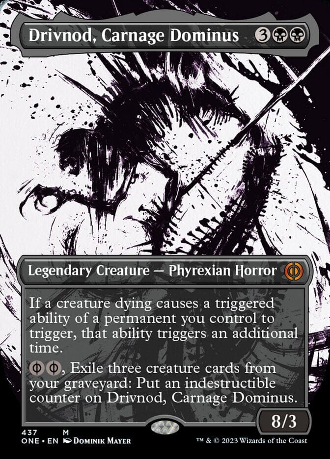 Drivnod, Carnage Dominus (Borderless Ichor Step-and-Compleat Foil) [Phyrexia: All Will Be One] MTG Single Magic: The Gathering  | Multizone: Comics And Games