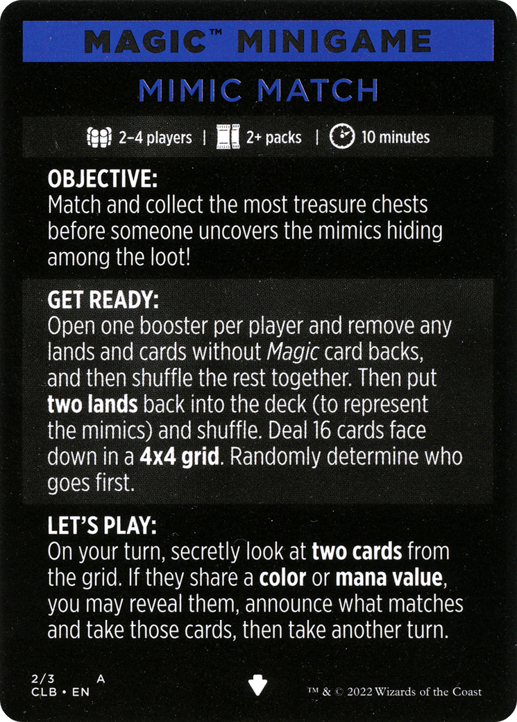 Mimic Match (Magic Minigame) [Commander Legends: Battle for Baldur's Gate Minigame] MTG Single Magic: The Gathering  | Multizone: Comics And Games