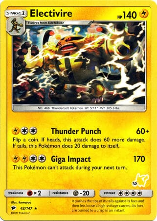 Electivire (43/147) (Pikachu Stamp #32) [Battle Academy 2020] Pokemon Single Pokémon  | Multizone: Comics And Games
