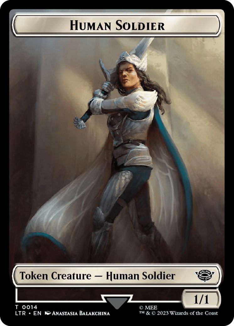 Human Soldier (0014) // Food (0024) Double-Sided Token (Surge Foil) [The Lord of the Rings: Tales of Middle-Earth Tokens] MTG Single Magic: The Gathering  | Multizone: Comics And Games