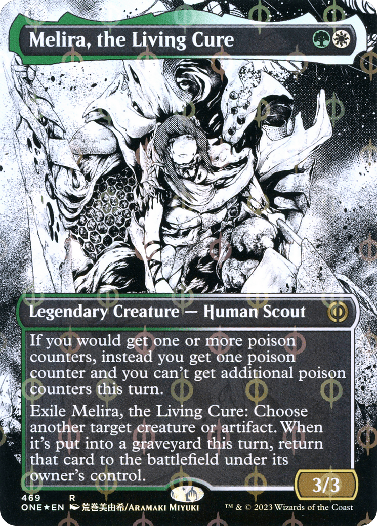 Melira, the Living Cure (Borderless Manga Step-and-Compleat Foil) [Phyrexia: All Will Be One] MTG Single Magic: The Gathering  | Multizone: Comics And Games