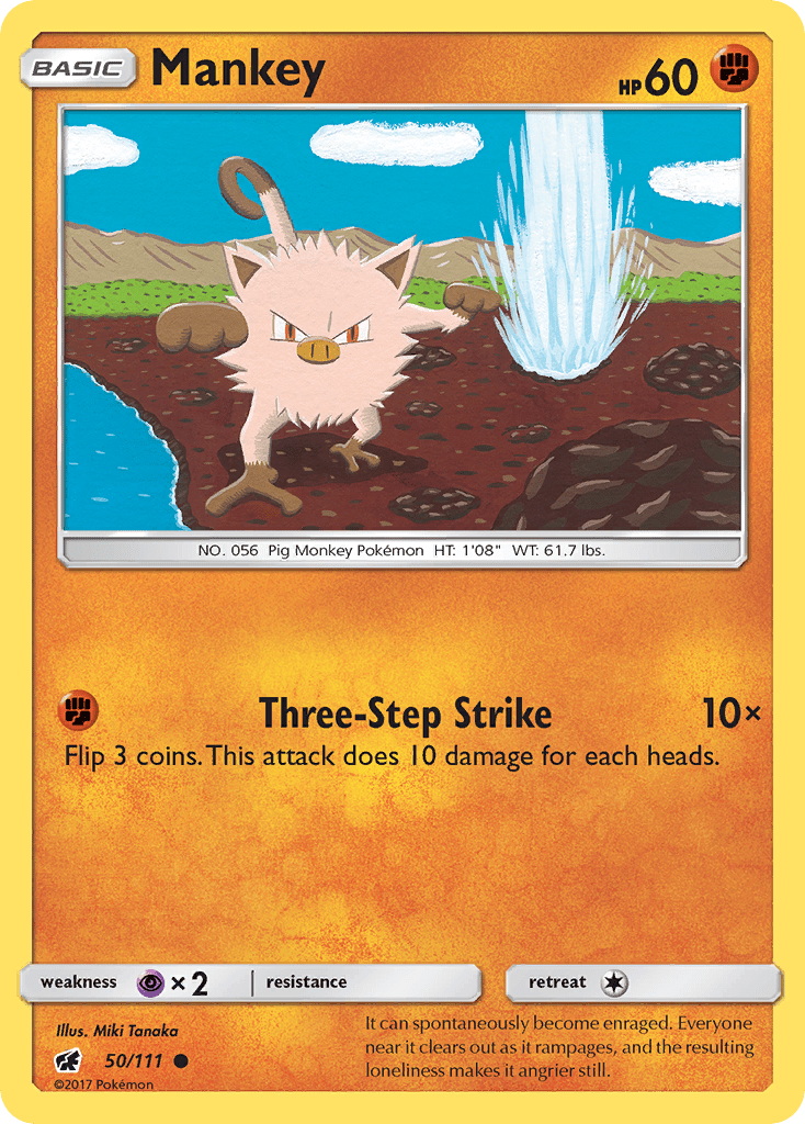 Mankey (50/111) [Sun & Moon: Crimson Invasion] Pokemon Single Pokémon  | Multizone: Comics And Games