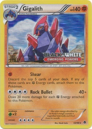 Gigalith (53/98) (Staff Prerelease Promo) [Black & White: Black Star Promos] Pokemon Single Pokémon  | Multizone: Comics And Games
