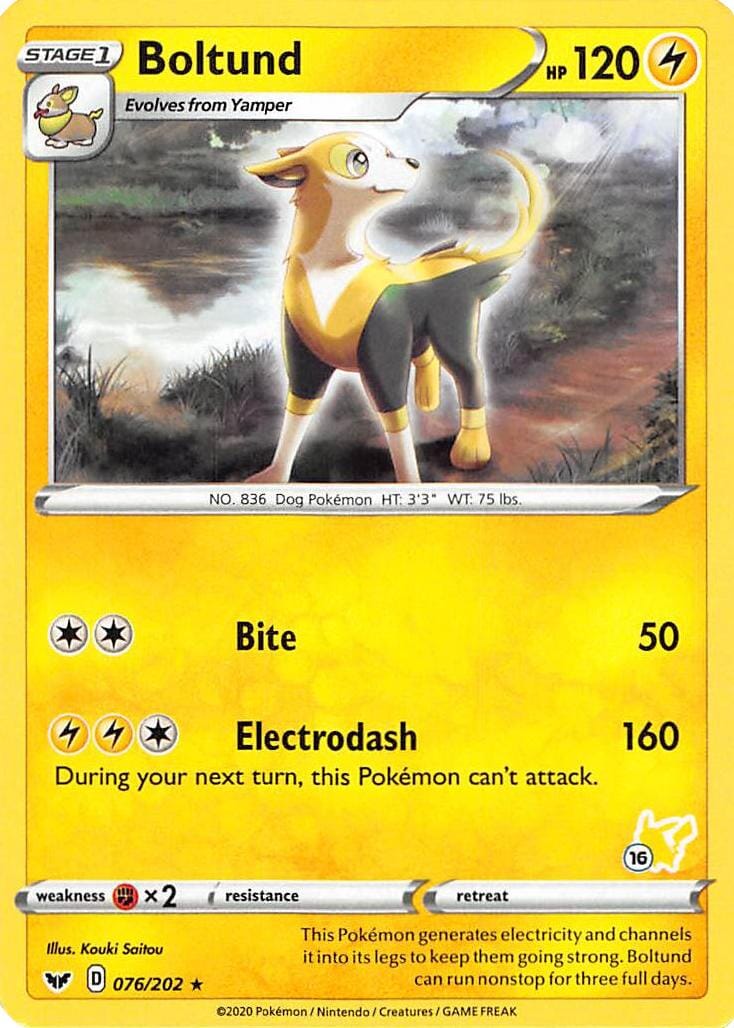 Boltund (076/202) (Pikachu Stamp #16) [Battle Academy 2022] Pokemon Single Pokémon  | Multizone: Comics And Games