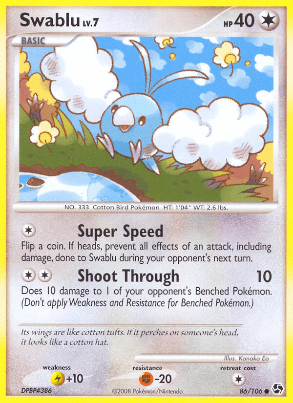 Swablu (86/106) [Diamond & Pearl: Great Encounters] Pokemon Single Pokémon  | Multizone: Comics And Games