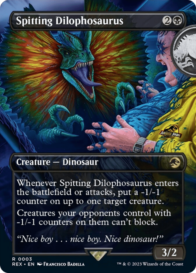 Spitting Dilophosaurus (Borderless) [Jurassic World Collection] MTG Single Magic: The Gathering  | Multizone: Comics And Games