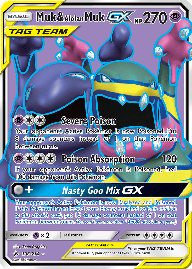 Muk & Alolan Muk GX (196/214) [Sun & Moon: Unbroken Bonds] Pokemon Single Pokémon  | Multizone: Comics And Games