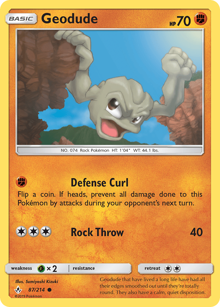 Geodude (87/214) [Sun & Moon: Unbroken Bonds] Pokemon Single Pokémon  | Multizone: Comics And Games