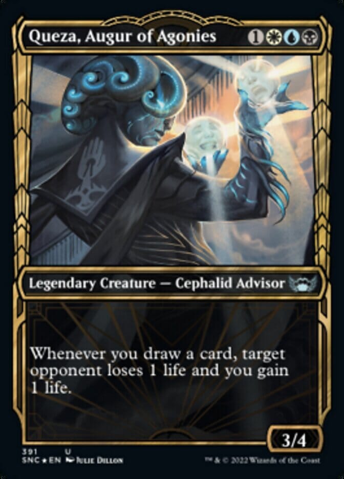 Queza, Augur of Agonies (Showcase Golden Age Gilded Foil) [Streets of New Capenna] MTG Single Magic: The Gathering  | Multizone: Comics And Games