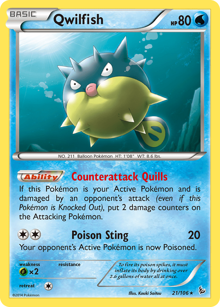 Qwilfish (21/106) [XY: Flashfire] Pokemon Single Pokémon  | Multizone: Comics And Games