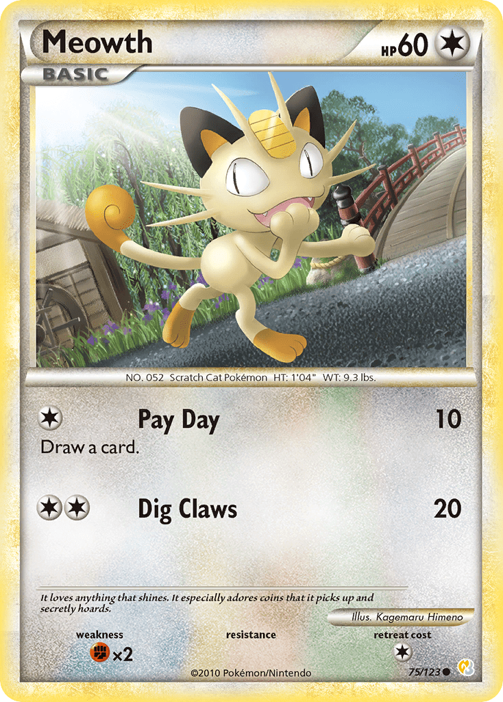 Meowth (75/123) [HeartGold & SoulSilver: Base Set] Pokemon Single Pokémon  | Multizone: Comics And Games