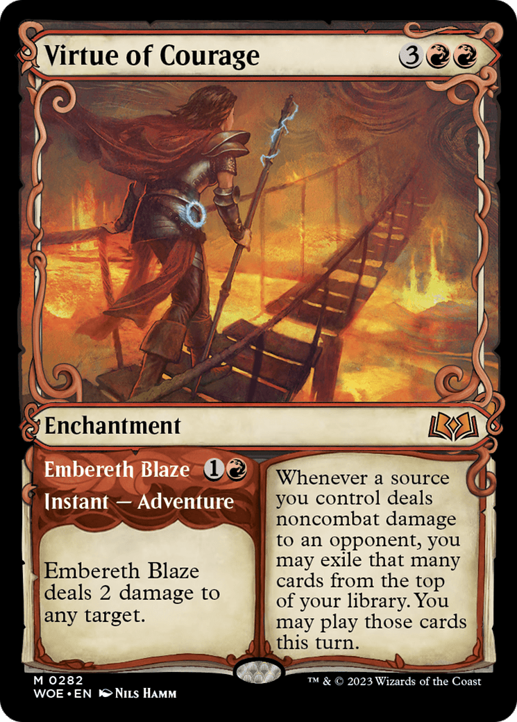 Virtue of Courage // Embereth Blaze (Showcase) [Wilds of Eldraine] MTG Single Magic: The Gathering  | Multizone: Comics And Games