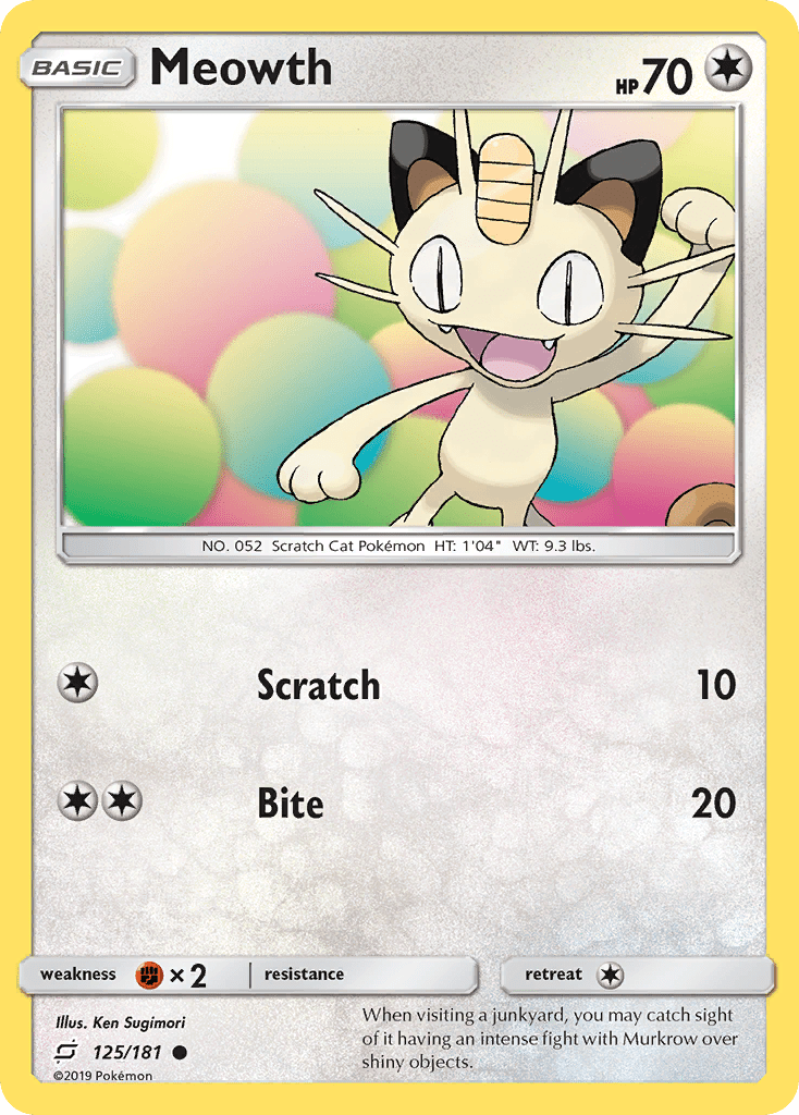 Meowth (125/181) [Sun & Moon: Team Up] Pokemon Single Pokémon  | Multizone: Comics And Games