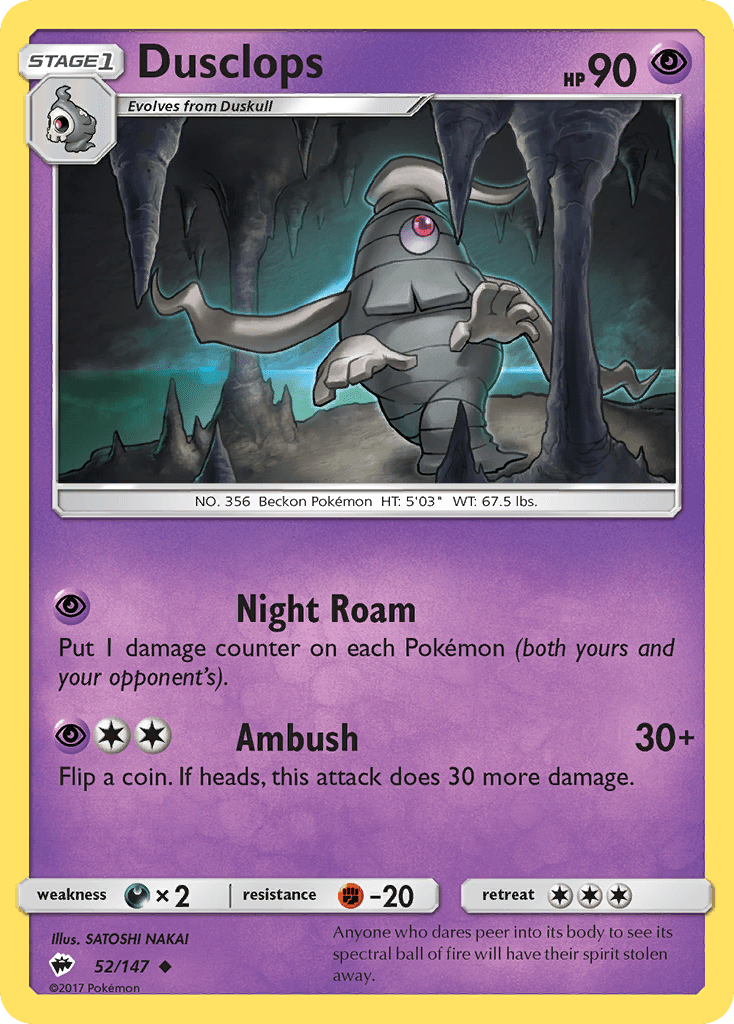 Dusclops (52/147) [Sun & Moon: Burning Shadows] Pokemon Single Pokémon  | Multizone: Comics And Games