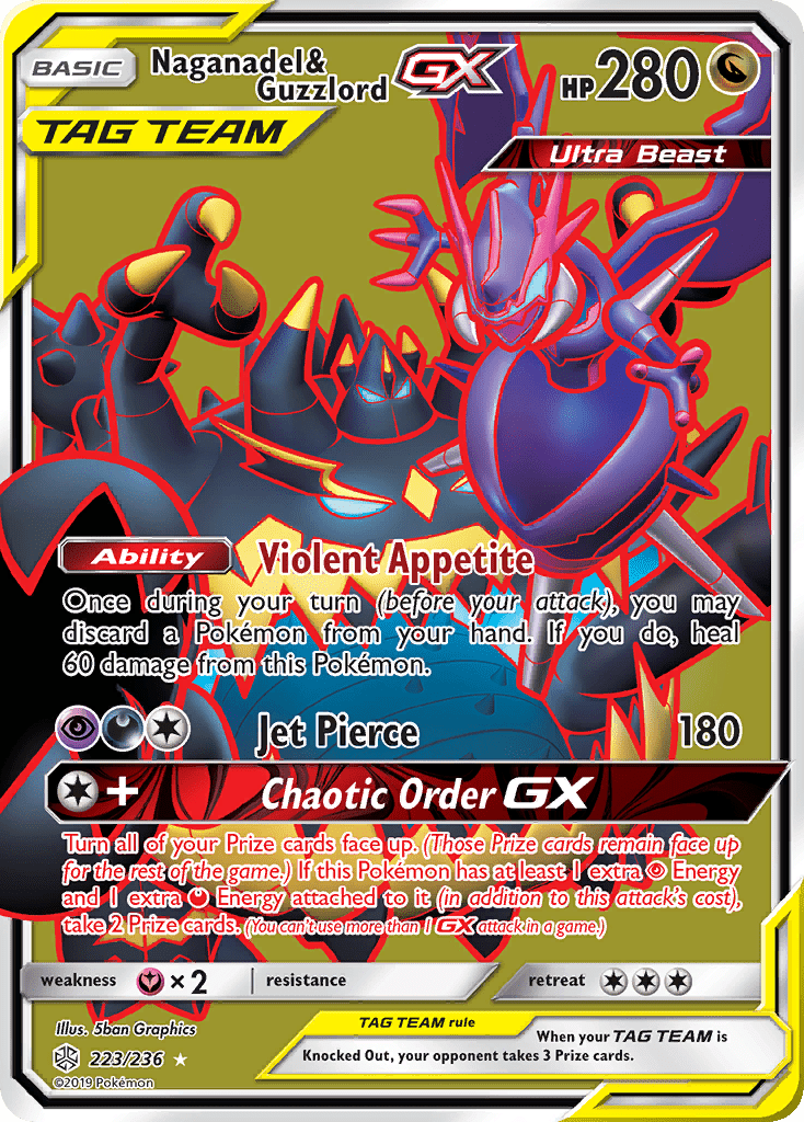 Naganadel & Guzzlord GX (223/236) [Sun & Moon: Cosmic Eclipse] Pokemon Single Pokémon  | Multizone: Comics And Games