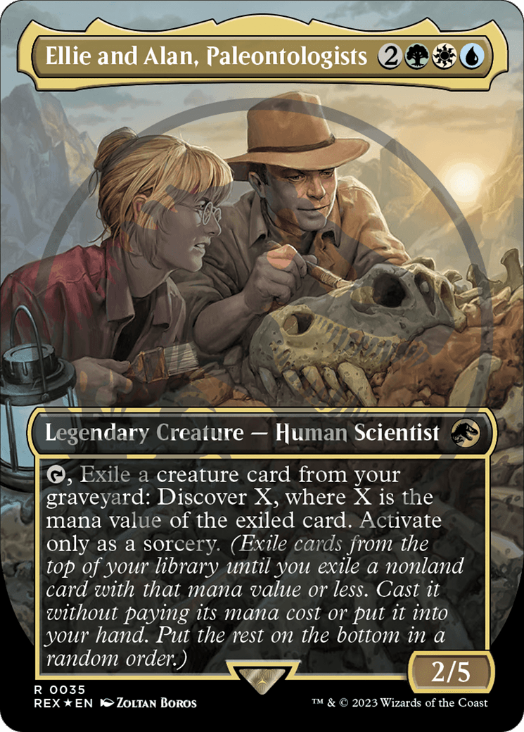 Ellie and Alan, Paleontologists Emblem (Borderless) [Jurassic World Collection Tokens] MTG Single Magic: The Gathering  | Multizone: Comics And Games