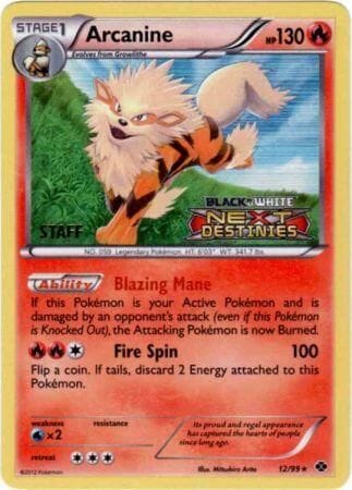 Arcanine (12/99) (Staff Prerelease Promo) [Black & White: Black Star Promos] Pokemon Single Pokémon  | Multizone: Comics And Games